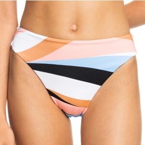 New Roxy Women Paradiso Passport High Waist Bikini Bottom Striped sz M